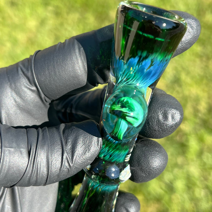 Experimental Green Magic Mushroom Chillum Glass Pipe Beezy Glass   