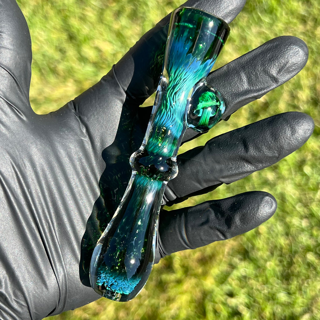 Experimental Green Magic Mushroom Chillum Glass Pipe Beezy Glass   