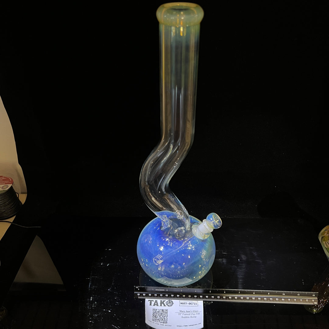 18" Fumed Zig Zag Bubble Bong Glass Pipe Mary Jane's Glass   