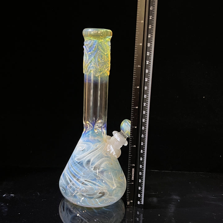 9" Fumed Squiggle Beaker Bong Glass Pipe Mary Jane's Glass   