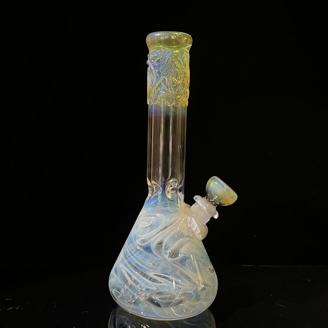 9" Fumed Squiggle Beaker Bong Glass Pipe Mary Jane's Glass   