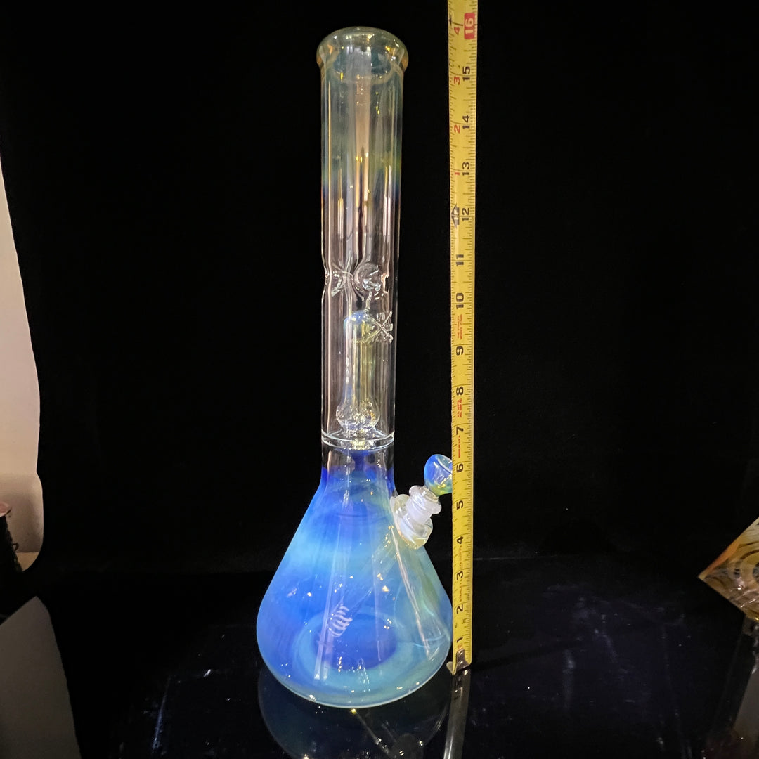 16" Fumed Double Perc with Halo Beaker Glass Pipe Mary Jane's Glass   