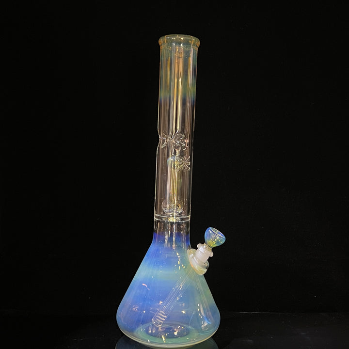 16" Fumed Double Perc with Halo Beaker Glass Pipe Mary Jane's Glass   