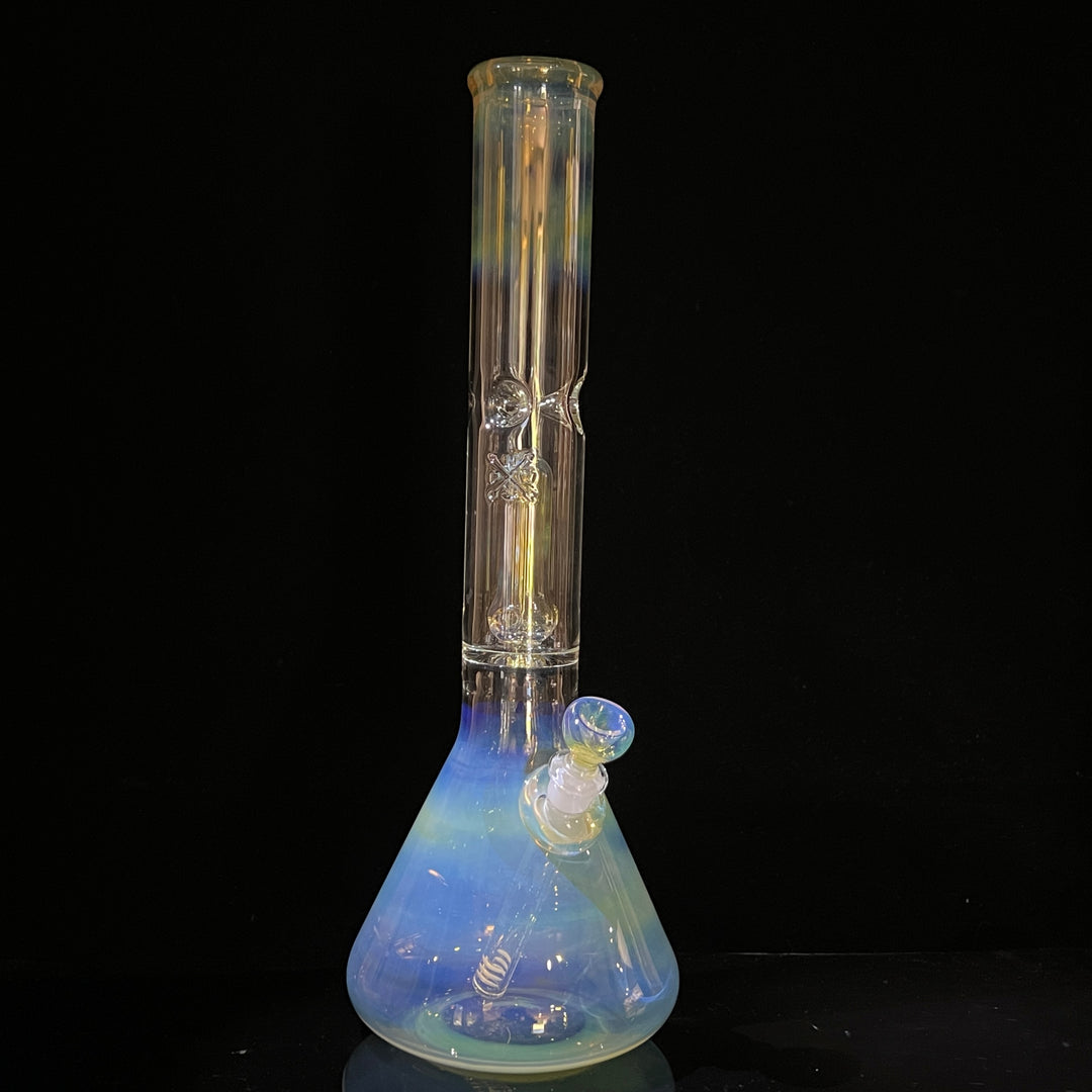 16" Fumed Double Perc with Halo Beaker Glass Pipe Mary Jane's Glass   