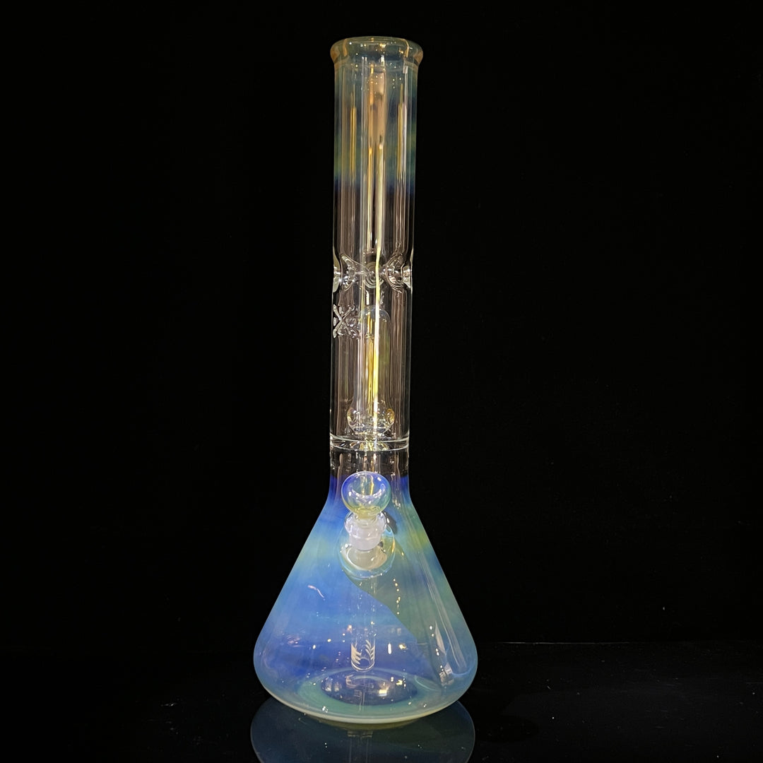 16" Fumed Double Perc with Halo Beaker Glass Pipe Mary Jane's Glass   