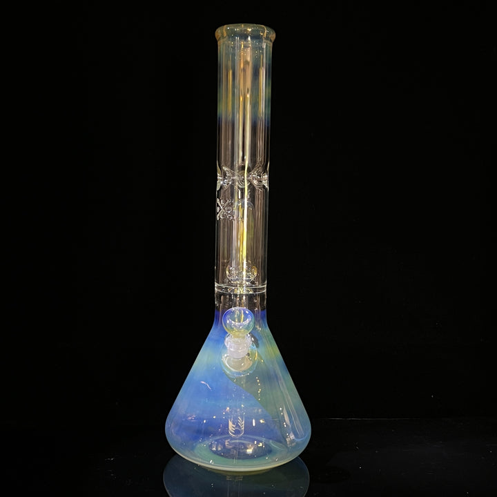 16" Fumed Double Perc with Halo Beaker Glass Pipe Mary Jane's Glass   