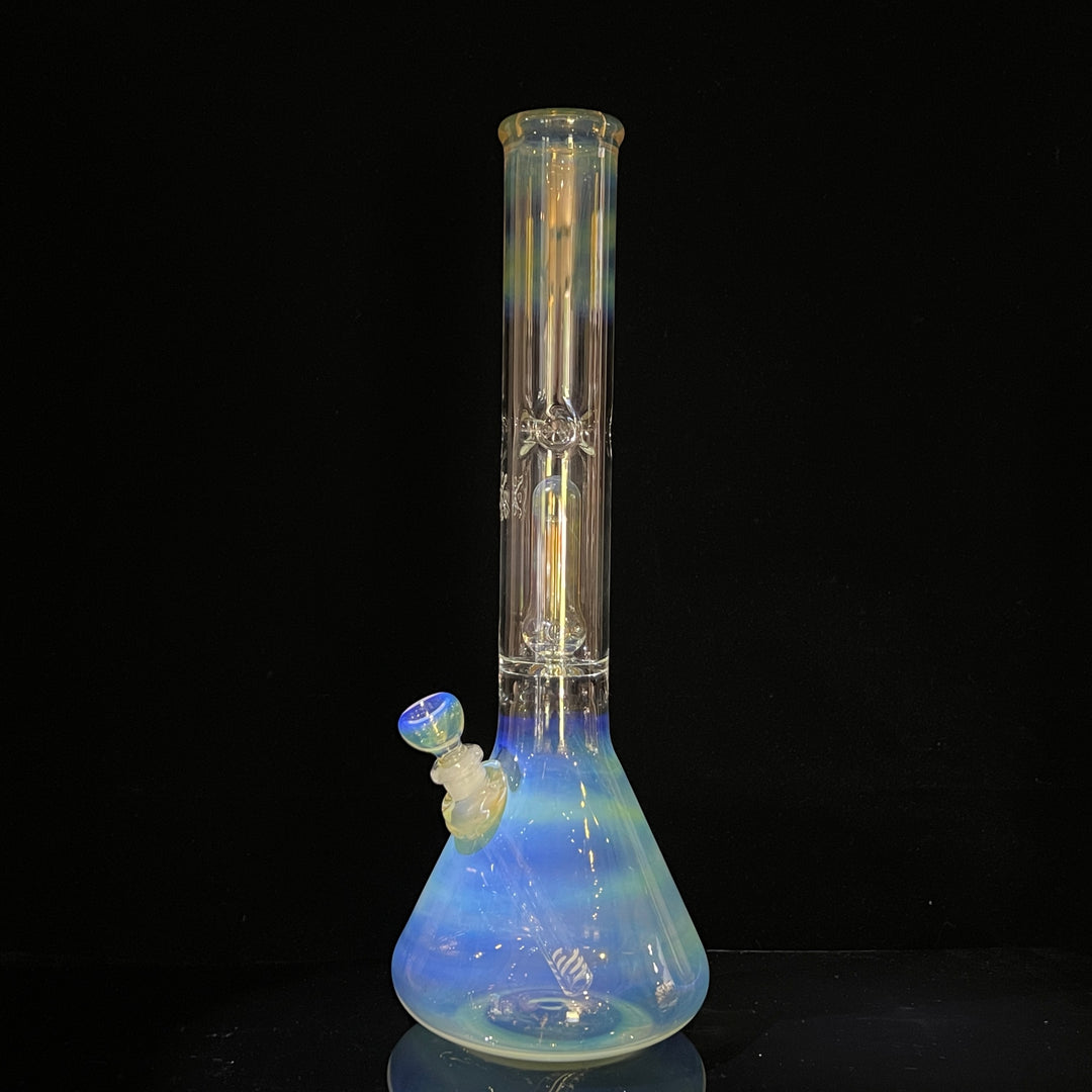 16" Fumed Double Perc with Halo Beaker Glass Pipe Mary Jane's Glass   