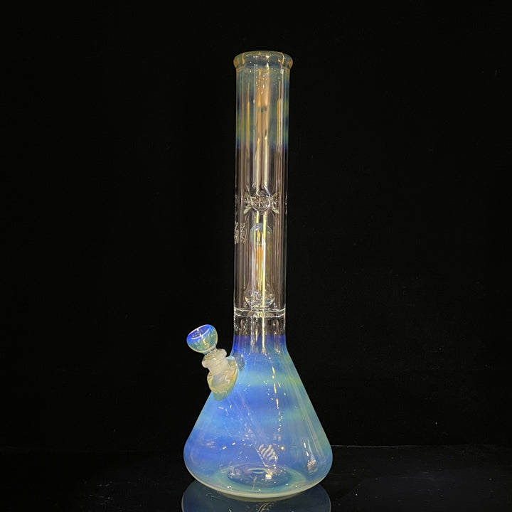 16" Fumed Double Perc with Halo Beaker Glass Pipe Mary Jane's Glass   