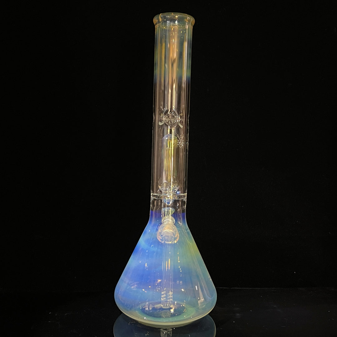 16" Fumed Double Perc with Halo Beaker Glass Pipe Mary Jane's Glass   