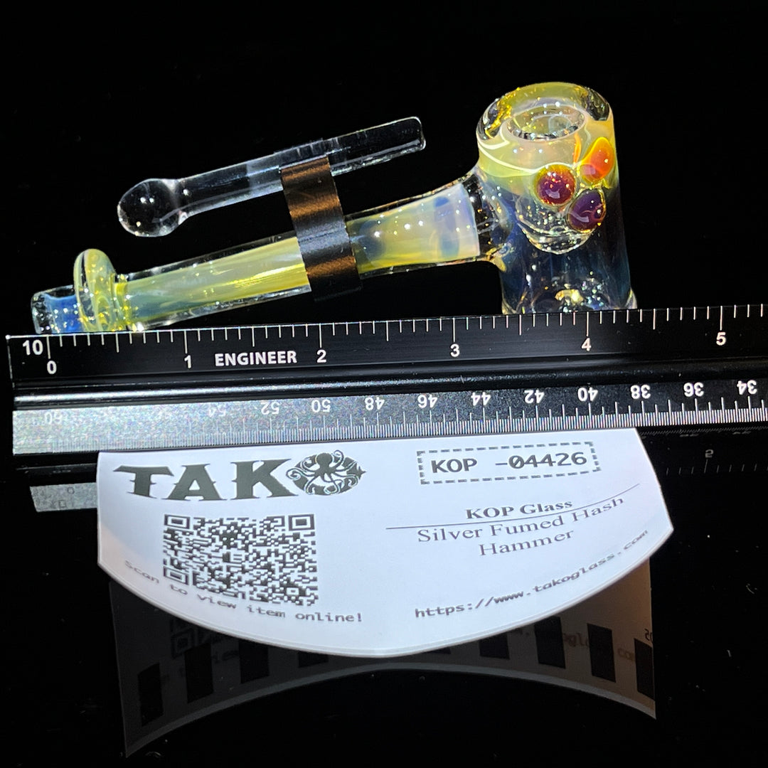 Silver Fumed Hash Hammer Glass Pipe KOP Glass   