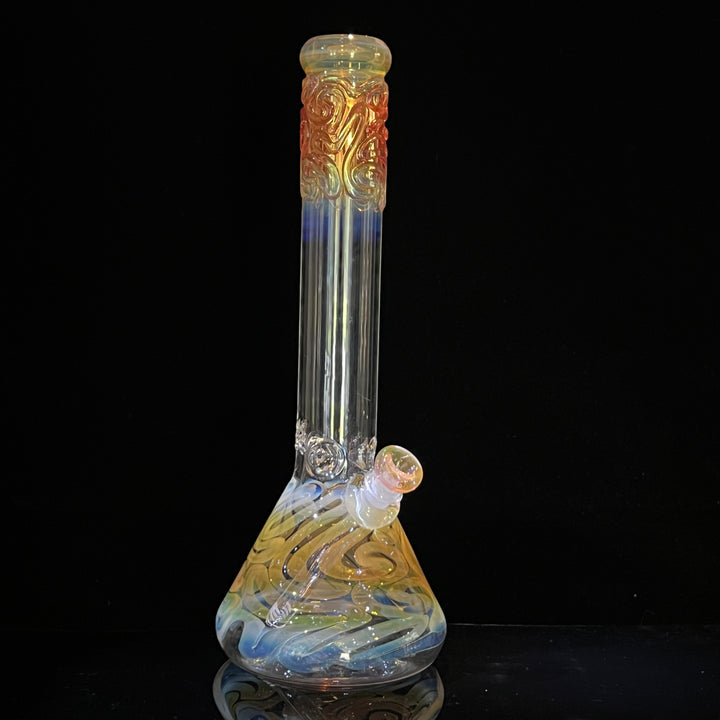 15" Gold Fumed Squiggle Beaker Bong Glass Pipe Mary Jane's Glass   