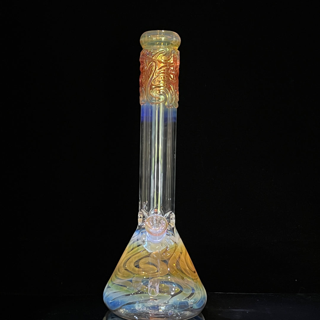 15" Gold Fumed Squiggle Beaker Bong Glass Pipe Mary Jane's Glass   