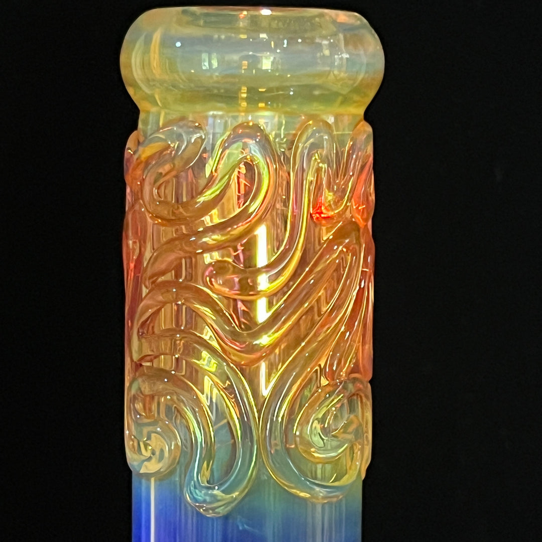 15" Gold Fumed Squiggle Beaker Bong Glass Pipe Mary Jane's Glass   