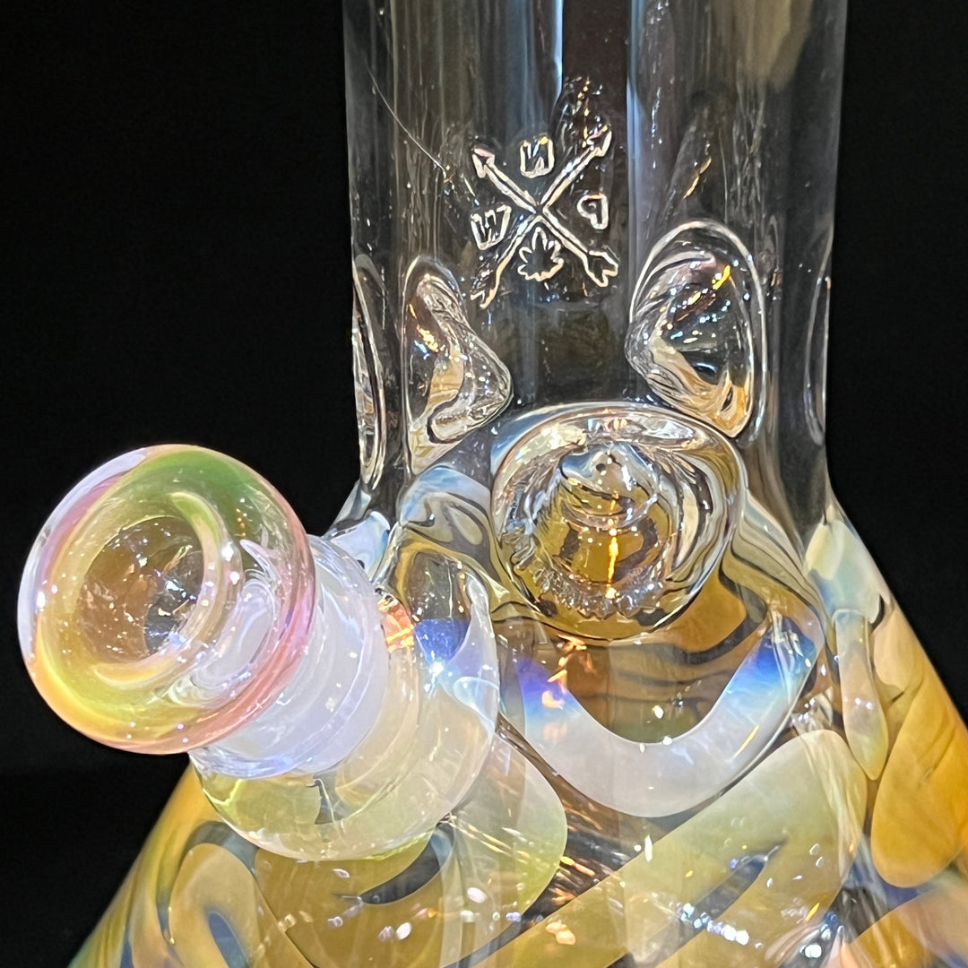 15" Gold Fumed Squiggle Beaker Bong Glass Pipe Mary Jane's Glass   