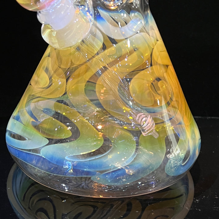 15" Gold Fumed Squiggle Beaker Bong Glass Pipe Mary Jane's Glass   