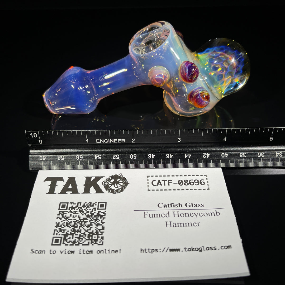 Fumed Honeycomb Hammer Glass Pipe Catfish Glass