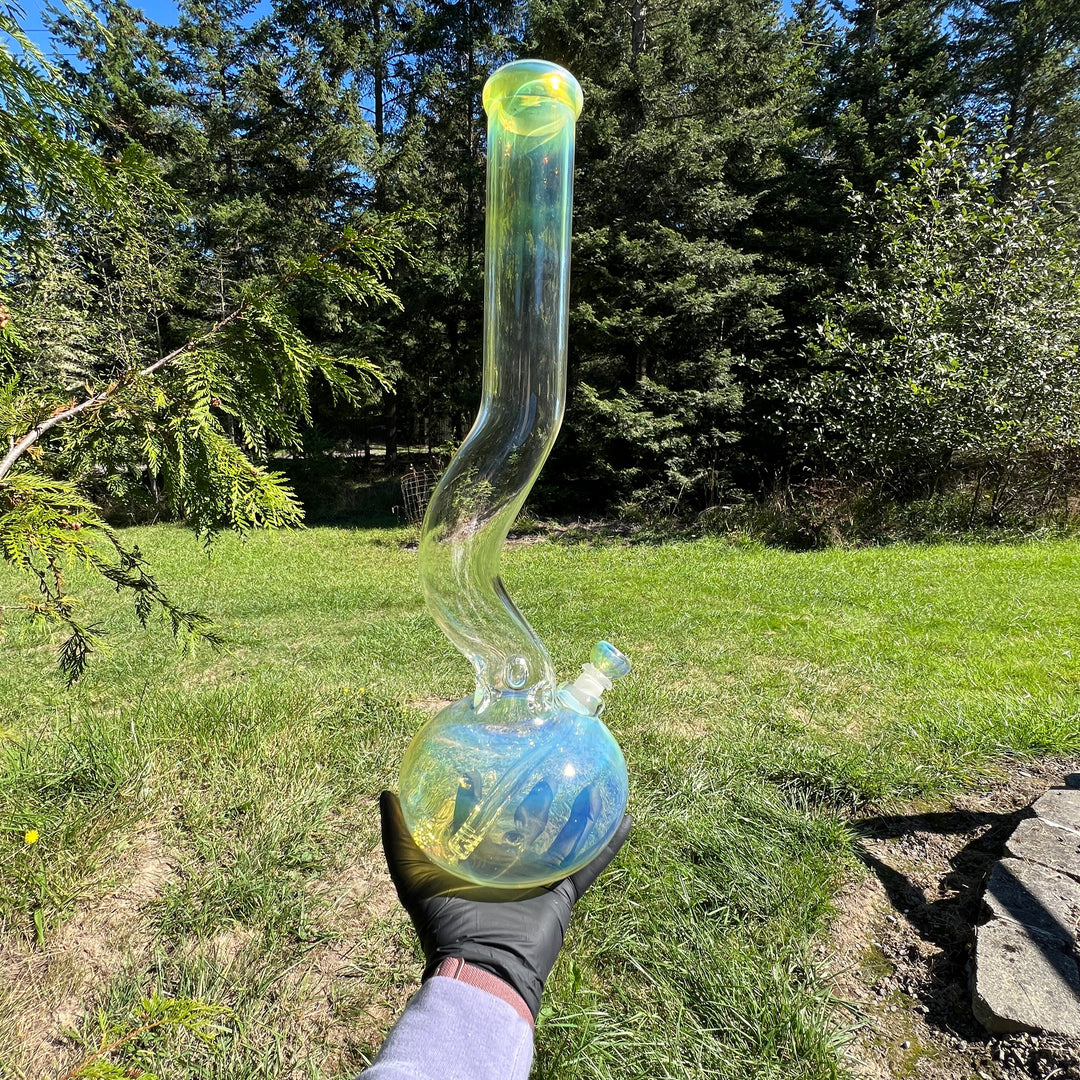 18" Fumed Zig Zag Bubble Bong Glass Pipe Mary Jane's Glass   