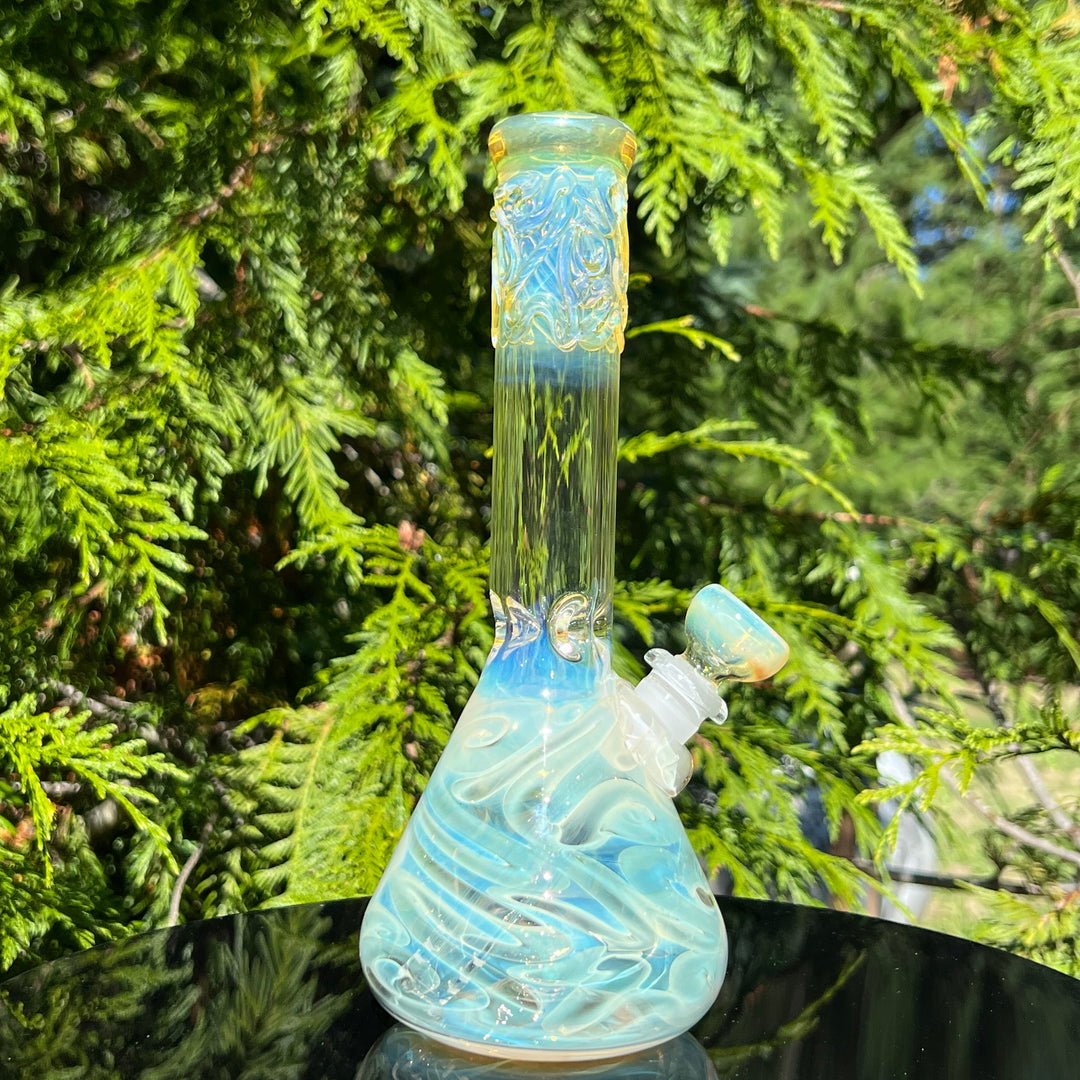 9" Fumed Squiggle Beaker Bong Glass Pipe Mary Jane's Glass   