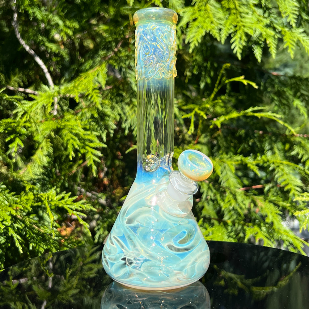 9" Fumed Squiggle Beaker Bong Glass Pipe Mary Jane's Glass   