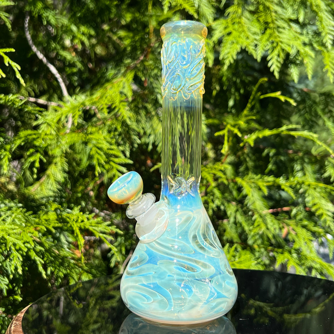 9" Fumed Squiggle Beaker Bong Glass Pipe Mary Jane's Glass   