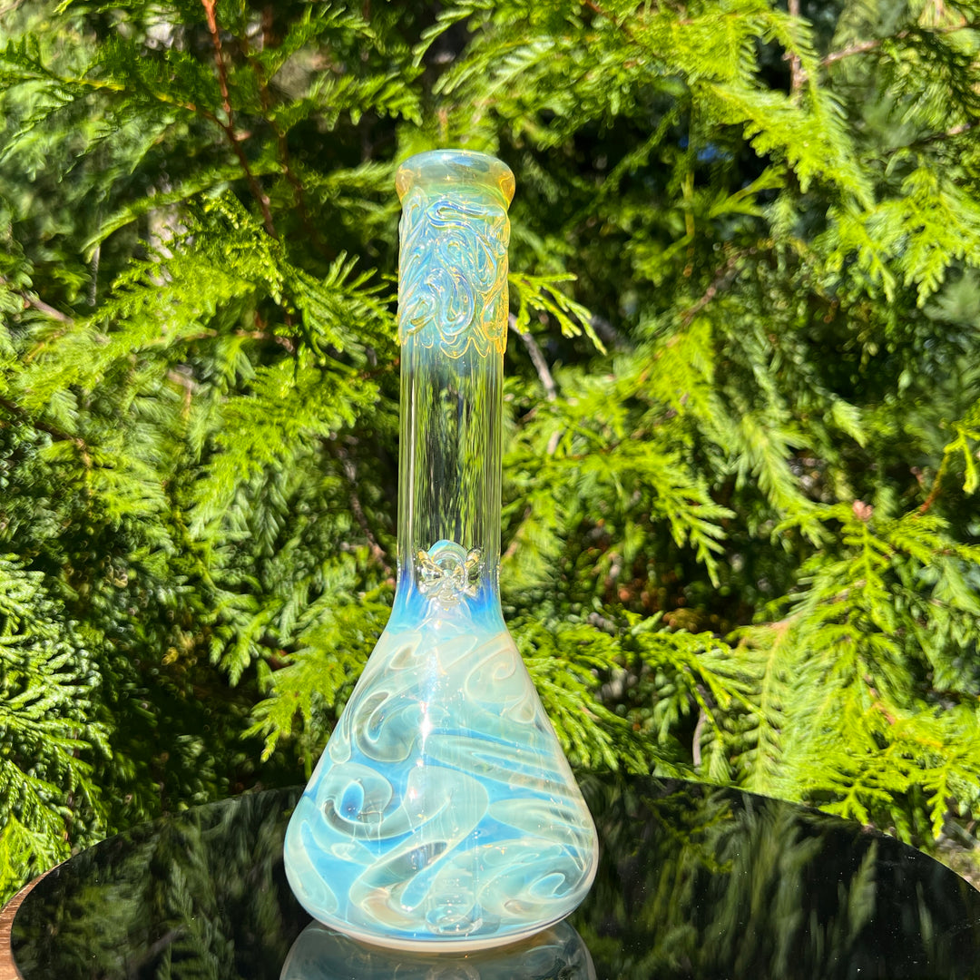 9" Fumed Squiggle Beaker Bong Glass Pipe Mary Jane's Glass   