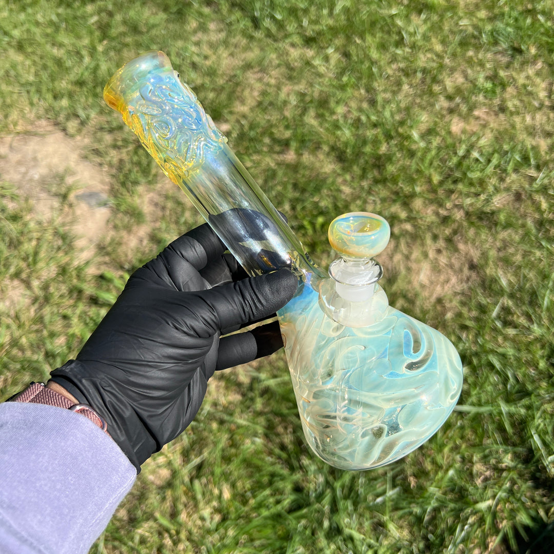 9" Fumed Squiggle Beaker Bong Glass Pipe Mary Jane's Glass   