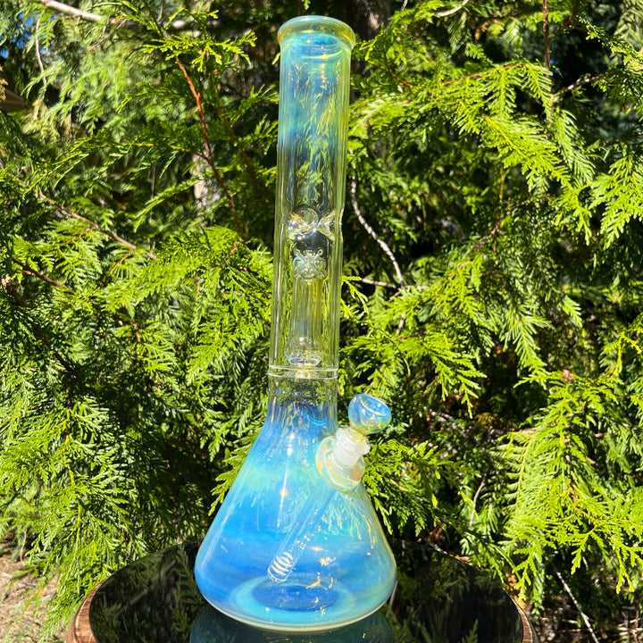 16" Fumed Double Perc with Halo Beaker Glass Pipe Mary Jane's Glass   