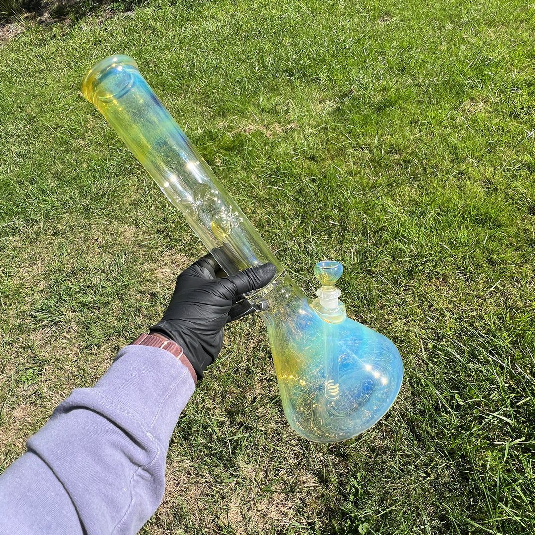 16" Fumed Double Perc with Halo Beaker Glass Pipe Mary Jane's Glass   