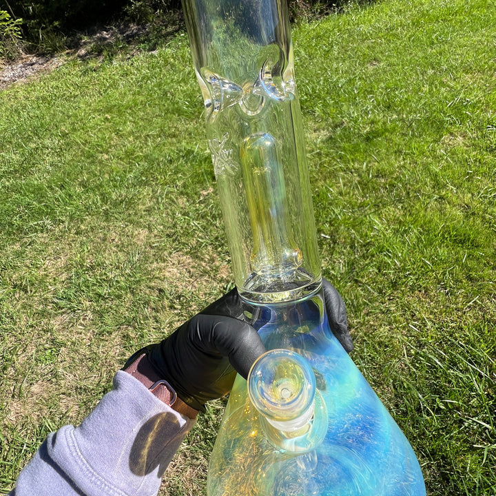 16" Fumed Double Perc with Halo Beaker Glass Pipe Mary Jane's Glass   