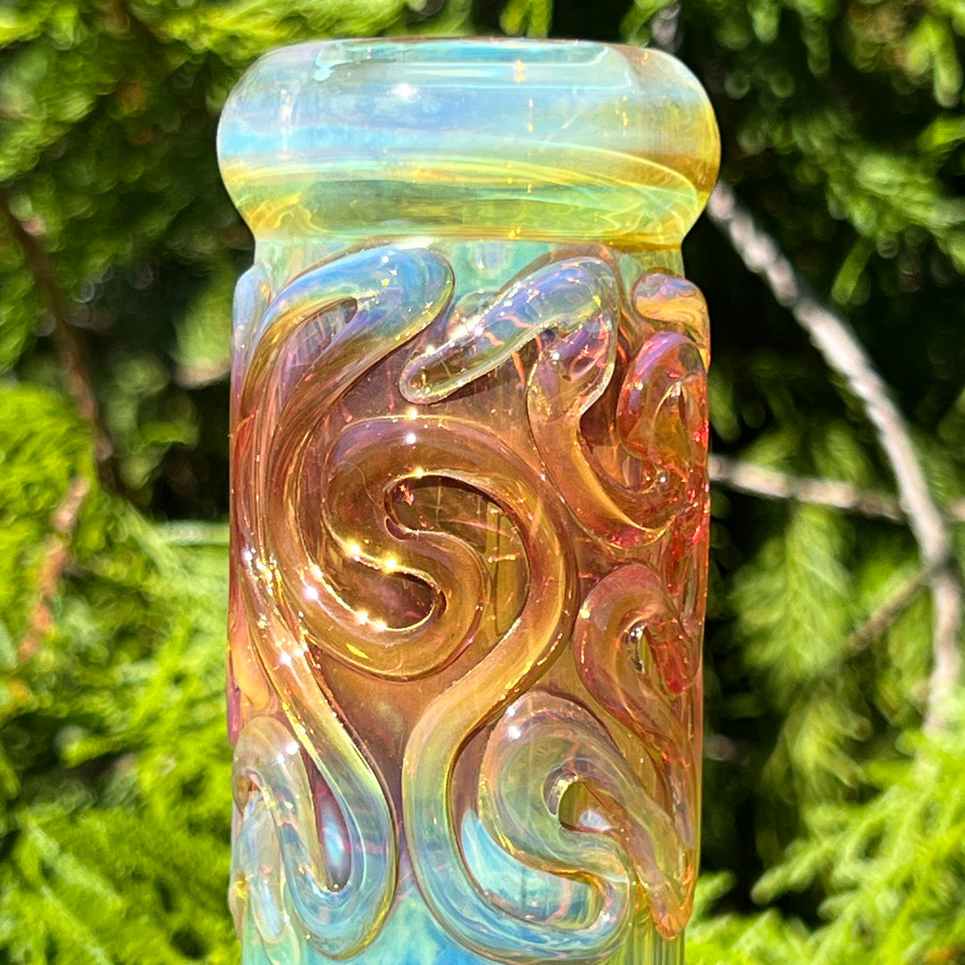 15" Gold Fumed Squiggle Beaker Bong Glass Pipe Mary Jane's Glass   