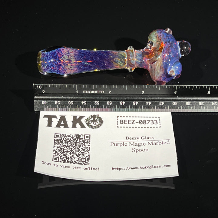 Purple Magic Marbled Spoon Glass Pipe Beezy Glass