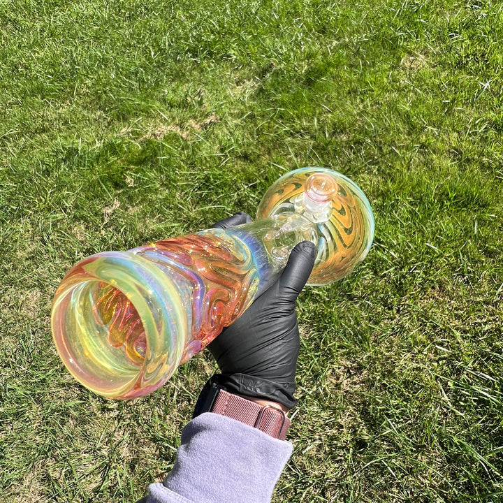 15" Gold Fumed Squiggle Beaker Bong Glass Pipe Mary Jane's Glass   