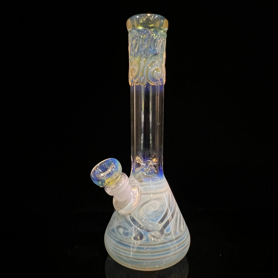 9" Fumed Squiggle Beaker Bong Glass Pipe Mary Jane's Glass   