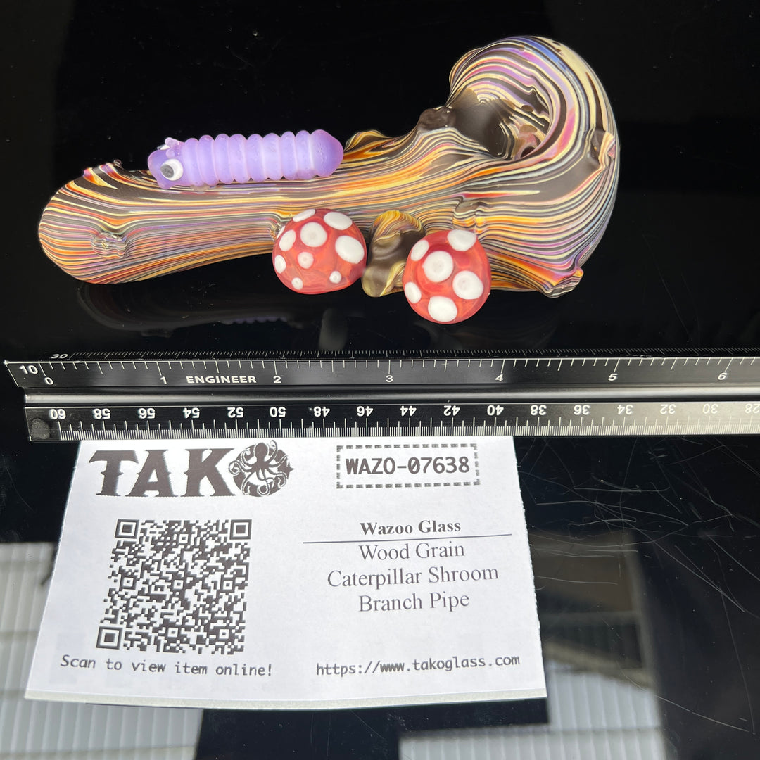 Wood Grain Caterpillar Shroom Branch Pipe Glass Pipe Wazoo Glass