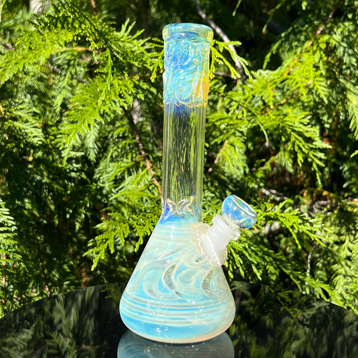 9" Fumed Squiggle Beaker Bong Glass Pipe Mary Jane's Glass   