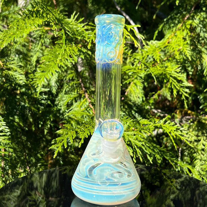 9" Fumed Squiggle Beaker Bong Glass Pipe Mary Jane's Glass   