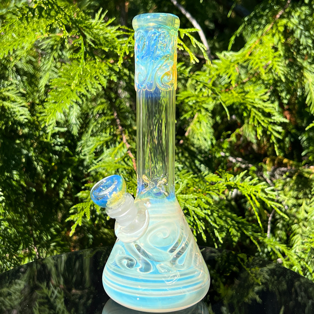 9" Fumed Squiggle Beaker Bong Glass Pipe Mary Jane's Glass   