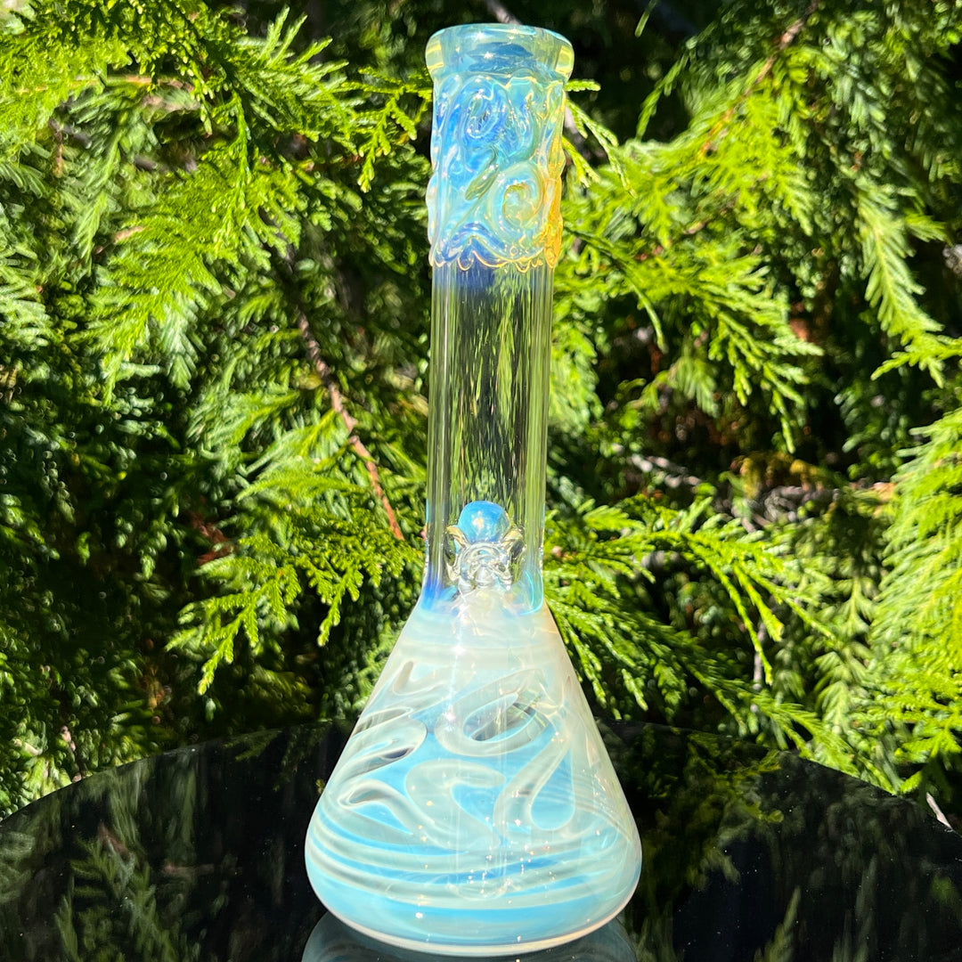 9" Fumed Squiggle Beaker Bong Glass Pipe Mary Jane's Glass   