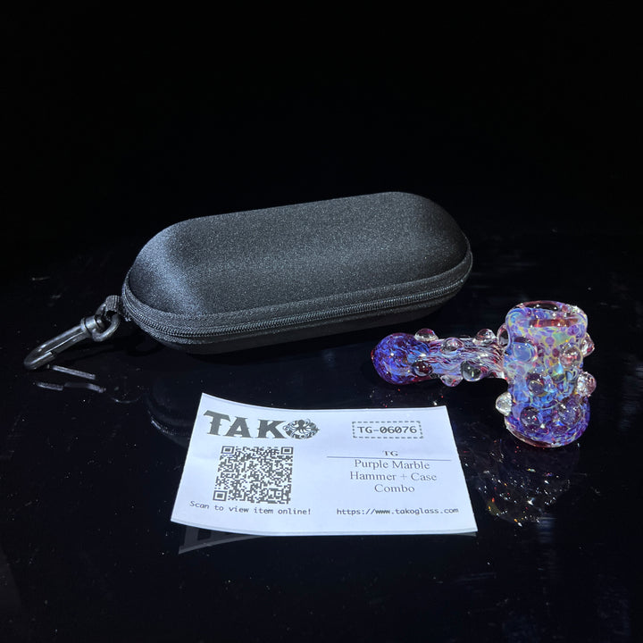 Purple Marble Hammer + Case Combo Glass Pipe TG   