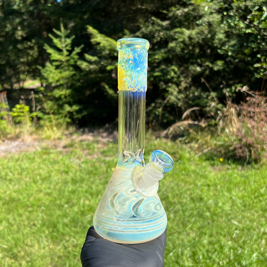 9" Fumed Squiggle Beaker Bong Glass Pipe Mary Jane's Glass   