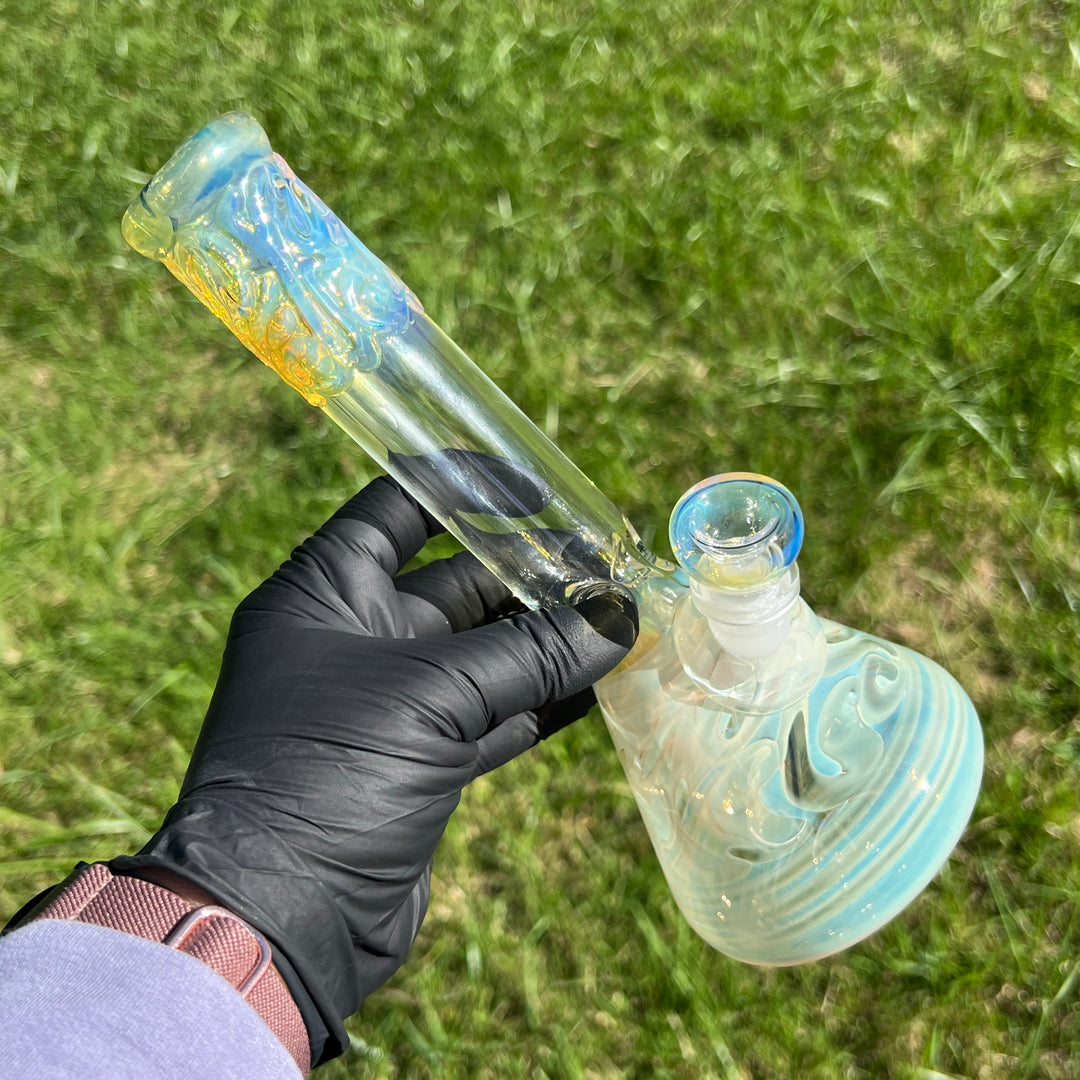 9" Fumed Squiggle Beaker Bong Glass Pipe Mary Jane's Glass   