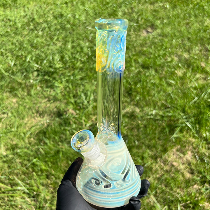 9" Fumed Squiggle Beaker Bong Glass Pipe Mary Jane's Glass   