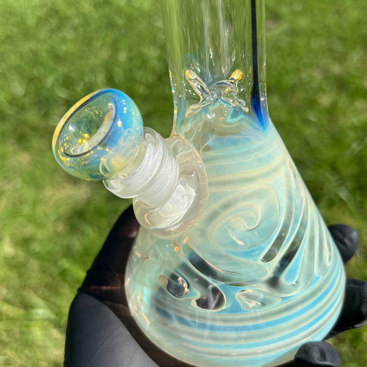 9" Fumed Squiggle Beaker Bong Glass Pipe Mary Jane's Glass   