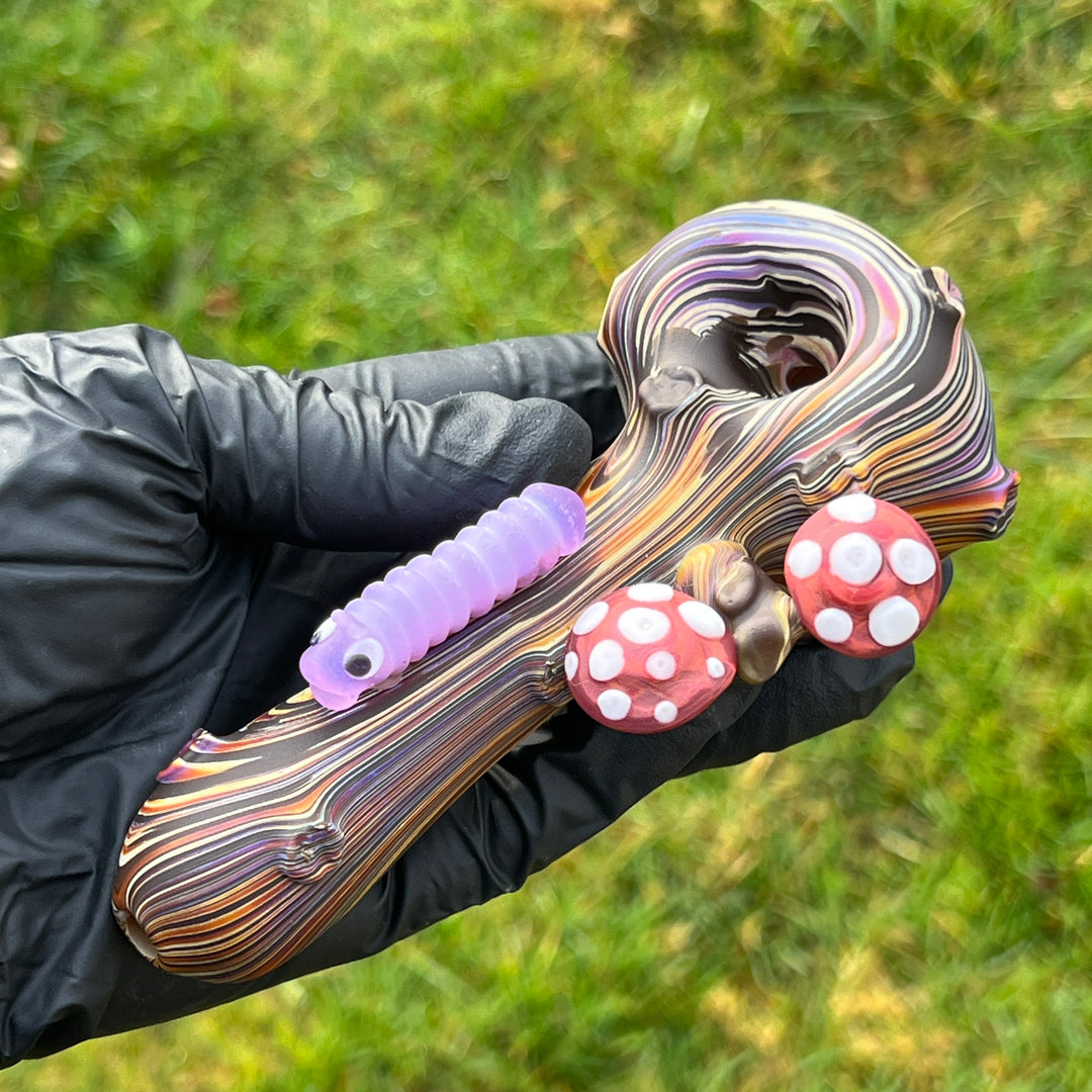 Wood Grain Caterpillar Shroom Branch Pipe Glass Pipe Wazoo Glass