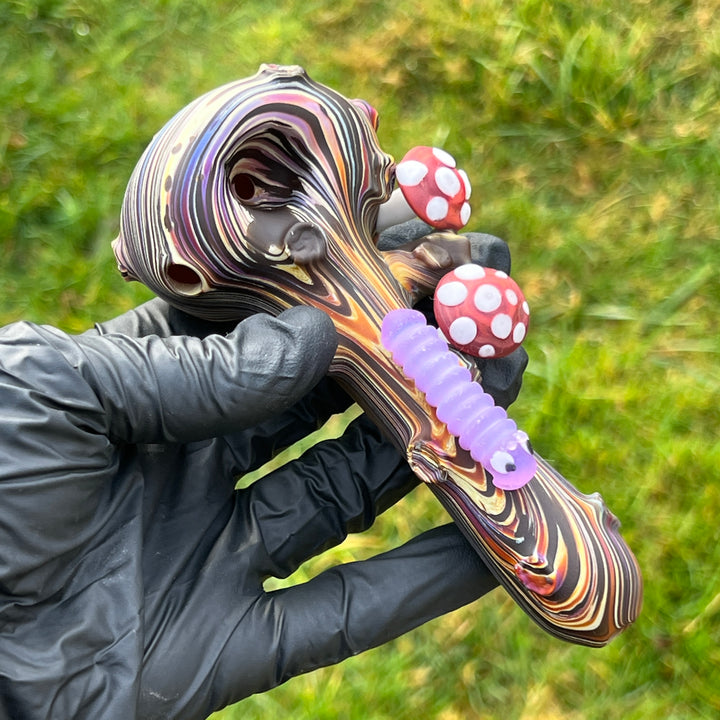 Wood Grain Caterpillar Shroom Branch Pipe Glass Pipe Wazoo Glass