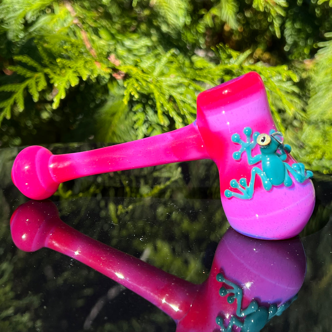 Hot Pink Frog Hammer Glass Pipe Beezy Glass   