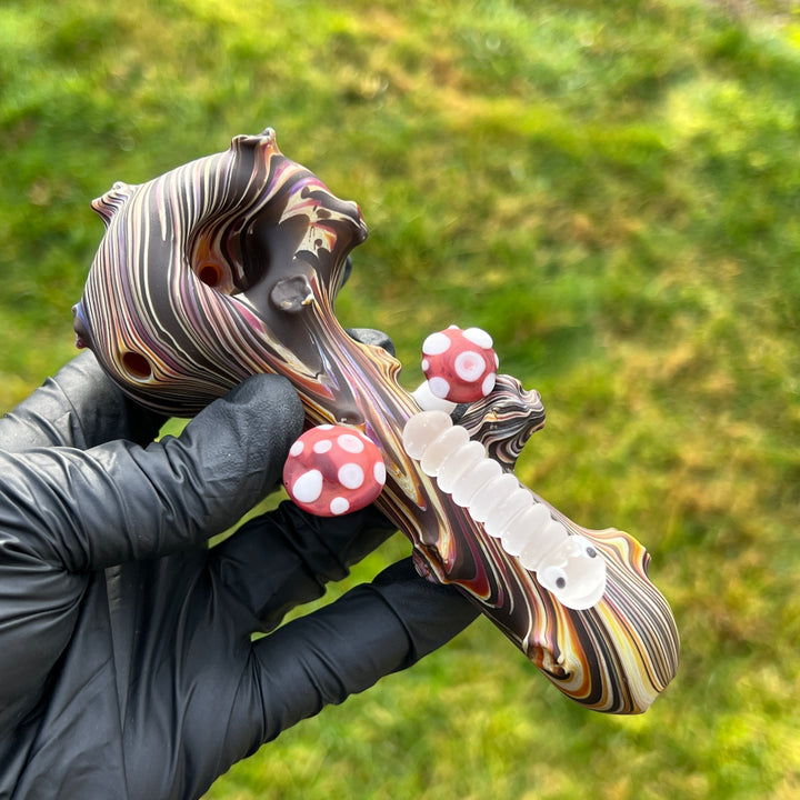 Wood Grain Caterpillar Shroom Branch Pipe Glass Pipe Wazoo Glass