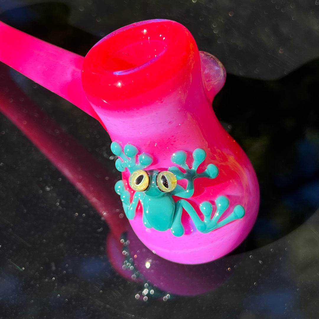 Hot Pink Frog Hammer Glass Pipe Beezy Glass   