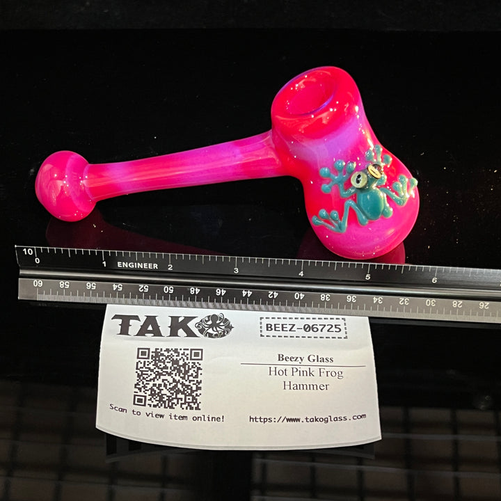 Hot Pink Frog Hammer Glass Pipe Beezy Glass   