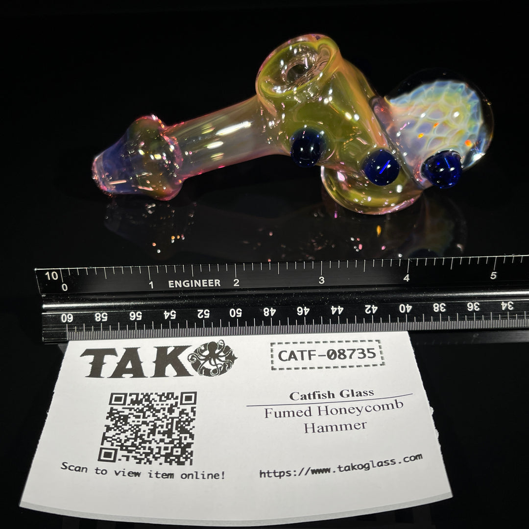 Fumed Honeycomb Hammer Glass Pipe Catfish Glass